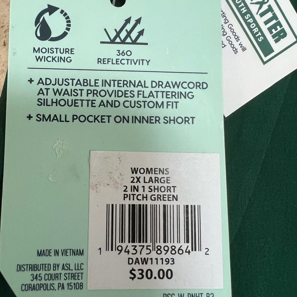 DSG Womens 2XL Mid Rise 2in1 With Fitted Bike Short 6in Inseam Pitch Green NWT - Picture 5 of 5